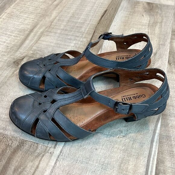 Rockport Cobb Hill Aubrey t-strap gray blue ‘navy’ low heel shoes size 7 - Picture 3 of 8